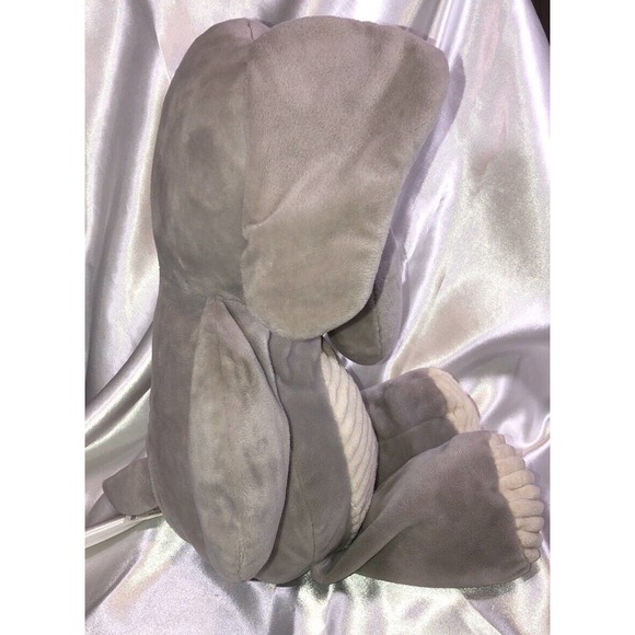 Kelly Toy Plush Elephant Rattle Gray Ribbed Velour Embroidered Eyes 20" - Picture 4 of 6